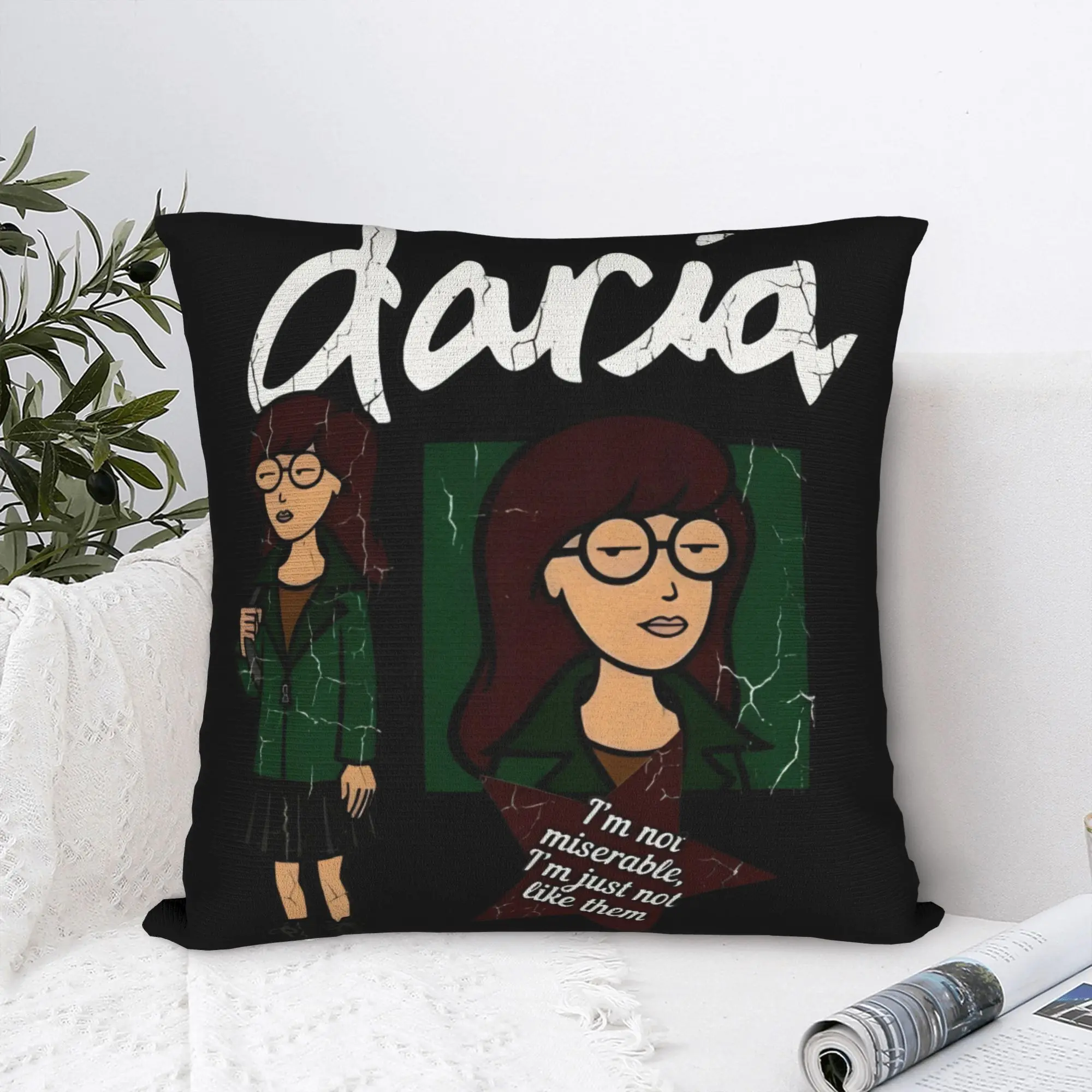 Darias I'm Not Miserable I'm Just Not Like Them 90s Animated  Square Pillow Covers Home Cushion Case Decoration Pillowcase 45*45