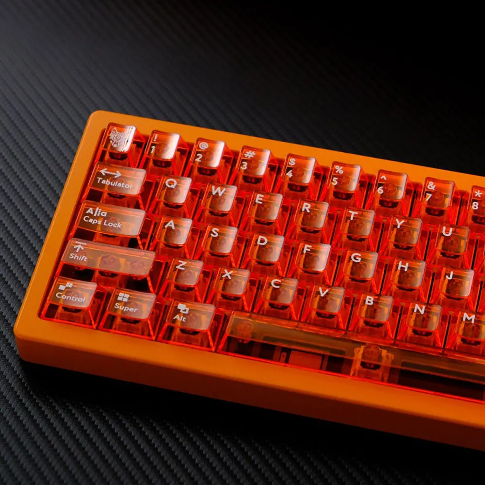 114 Keys Glacier Orange Transparency Keycaps Set Cherry Height PBT Thermal Sublimation For 61 87 98 104 108 Mechanical Keyboard