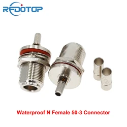 방수 L16 N 암 커넥터 크림프, RG58 RG142 LMR200 케이블, N 타입 암 너트 벌크헤드 커넥터 50-3 하이 퀄리티, 10 개