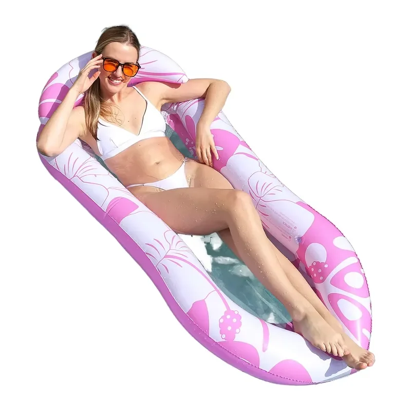 DERO DR9808 Factory Custom Leaf Printing PVC Inflatable Pool Float Tube Wholesale Donut Shark Mesh Swim Ring Kids Beach Party