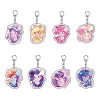 New Pony Anime Cute Cartoon keychain Key Ring Friends Girl Figure Acrylic Jewelry Pendant Bag Charms Creative Accessories
