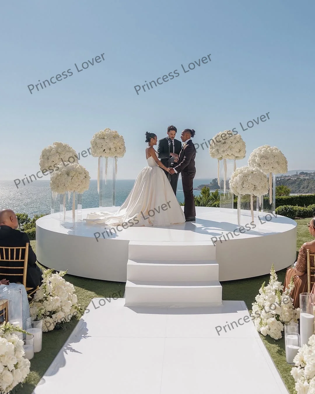 ชุดแต่งงานผ้าซาติน สายเดี่ยว แต่งระบาย ชุดงานแต่งงานสุดหรู ชุดเจ้าสาวสไตล์วินเทจ รับตัดตามสั่ง