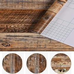DIY Brown retro wood like texture peeling and pasting wallpaper self-adhesive wood board wallpaper roll detachable vinyl sticker