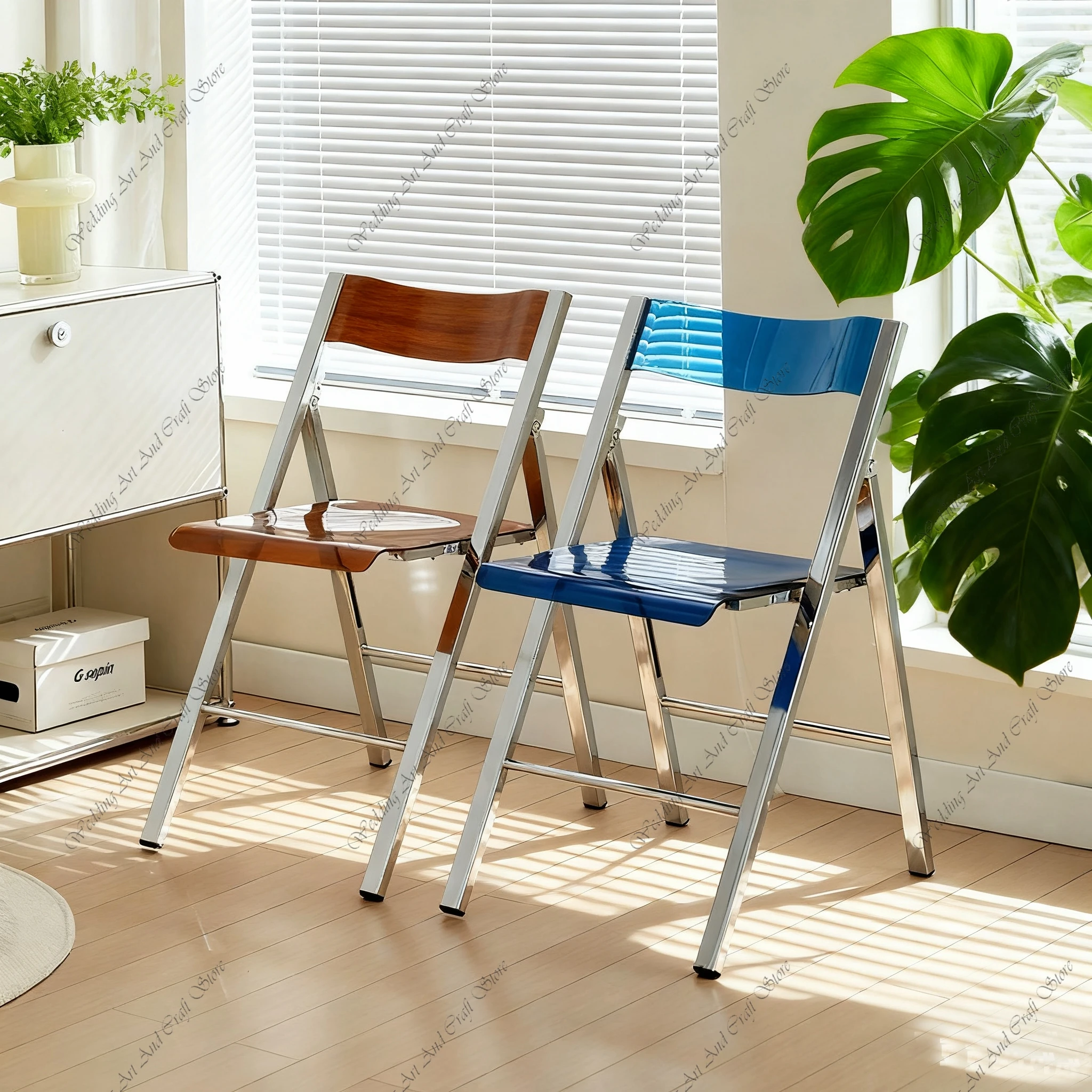 

24pcs Nordic Transparent Chair Light luxury Gold Outdoor Folding Chair Wedding Acrylic Stainless Steel Hotel Party Event ivy33