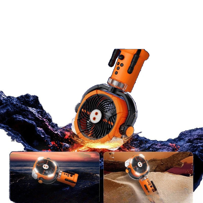 

Outdoor camping charging fan cooling spray large wind dual battery long battery life