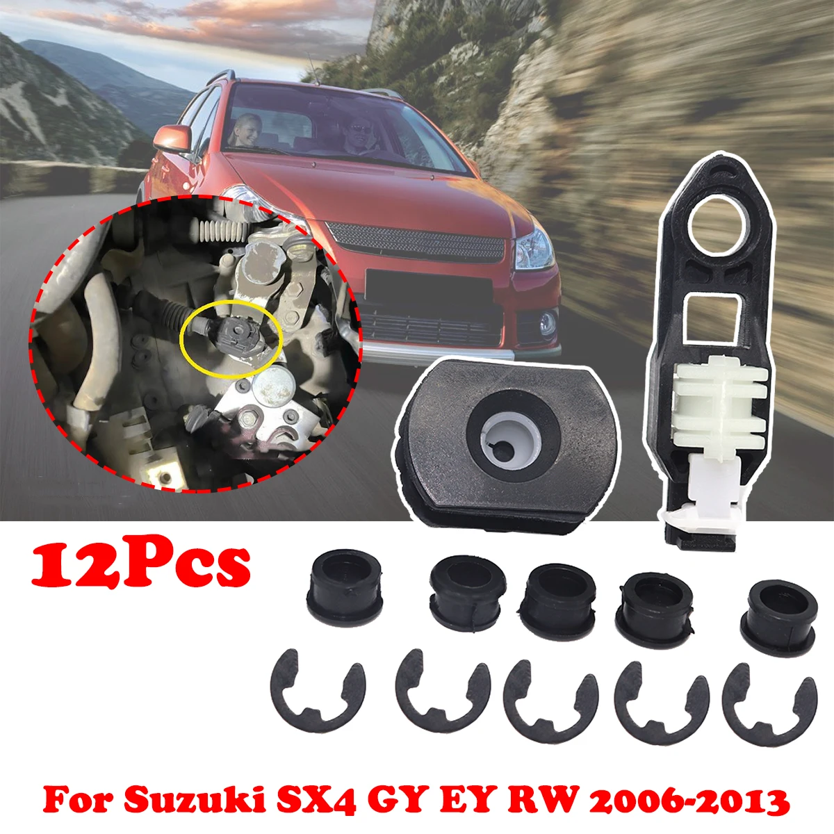 

12pc For Suzuki SX4 GY EY RW Fiat Sedici Gear Shift Cable Linkage Lever End Rod Connect Bushing Munual Transmission Line Sleeve