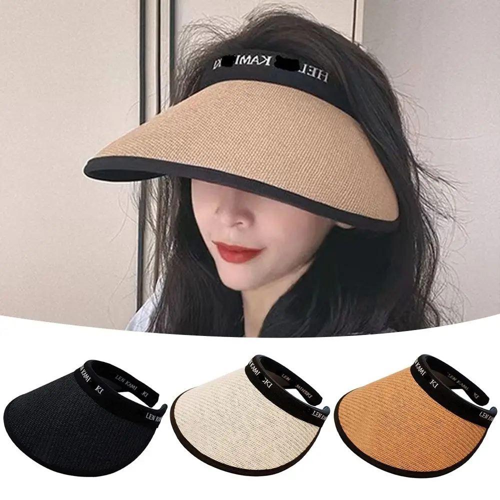 Foldable Portable Beach Hat Wide Brim Sun Hat Visor Hat Adjustable UV Protection Roll-up Summer Casual Straw Cap