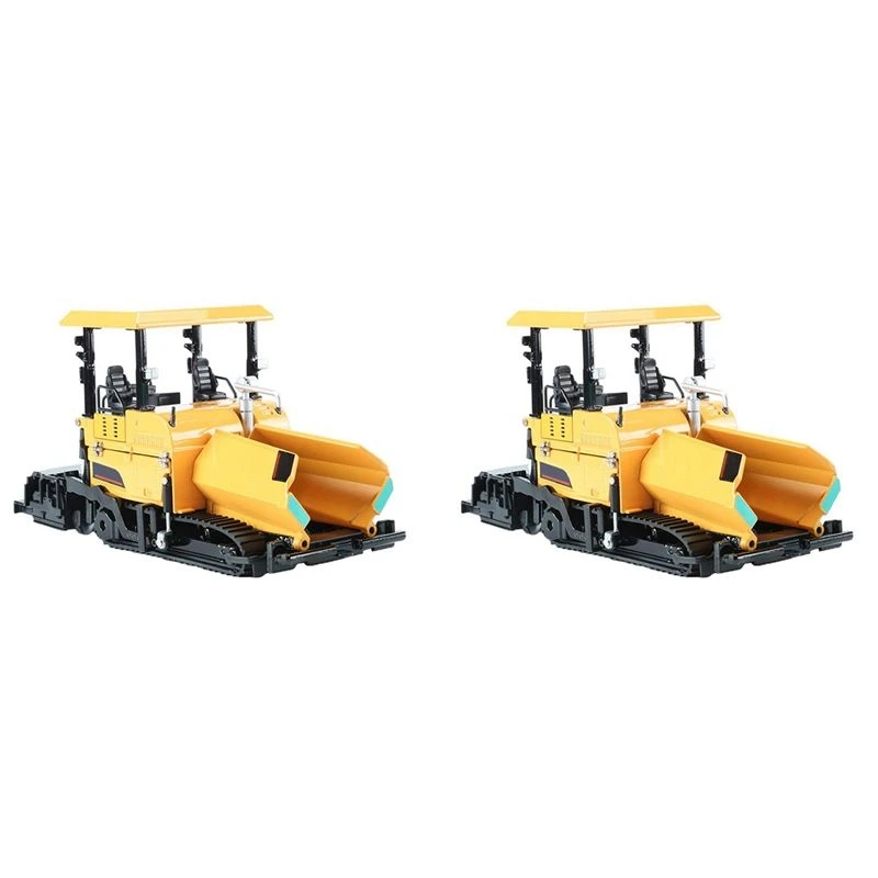 2X Alloy Diecast Paver Machine Paving Asphalt Highway Construction Truck 1:40 Engineering Vehicle Models,Yellow