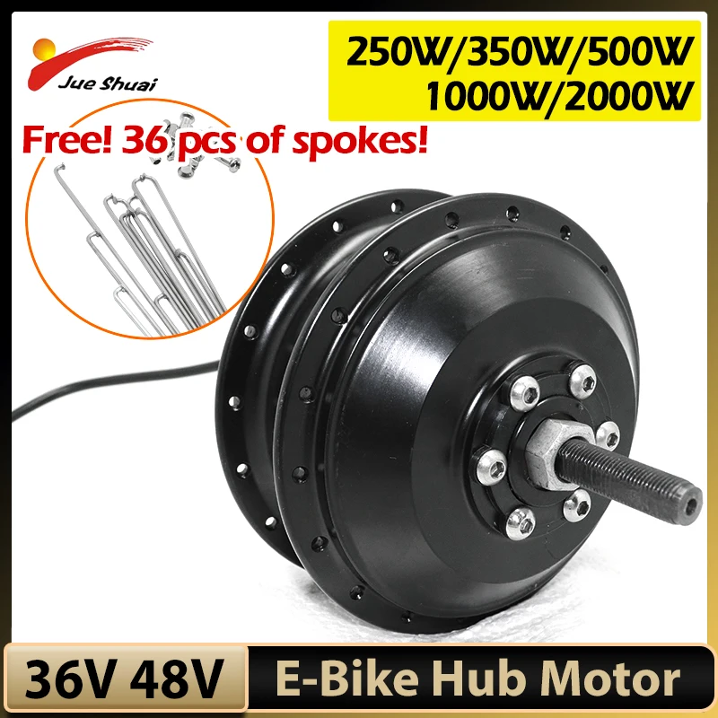 Wheel Hub Motor 48V 1000W 500W Electric Bike Motor 36V 350W 250W Brushless Geared Motor E-bike Motor Front Rear Freehub 2000W