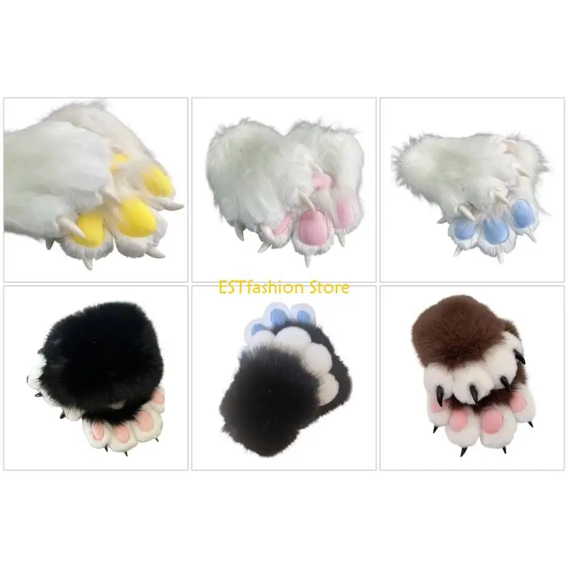 

Y5GC пушистые кошки коготь перчатки меховой костюм животных лисы лапы варежки костюмы на Хэллоуин