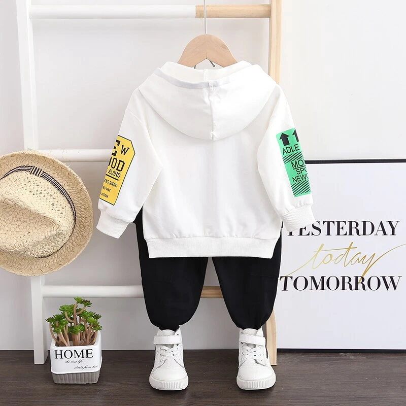 Toddler Boys Hooded Sweatshirt Casual Pants Clothing Set Fashion Baby Casual Set Spring Autumn Boys Girls Printed Letter Clothes