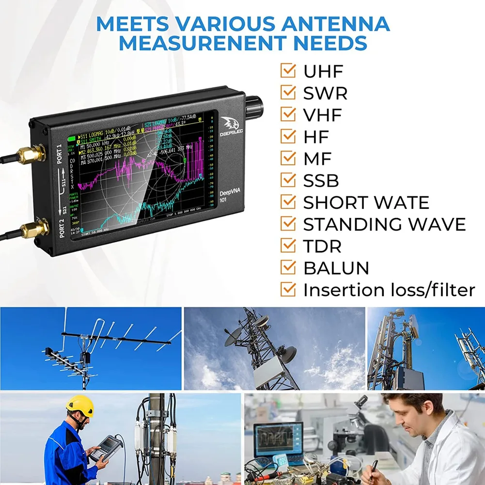 NanoVNA-F FW V1.0.4 Analizzatore di rete vettoriale 10KHz-1.5GHz HF VHF UHF Analizzatore di antenna da 4,3 pollici Misurazione dei parametri S F
