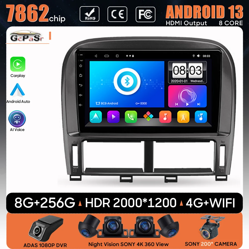 Car Radio Carplay For Lexus LS430 XF30 LS 430 2000 - 2006 For Toyota Celsior XF30 Navigation GPS Android Auto Screen 4G No 2din