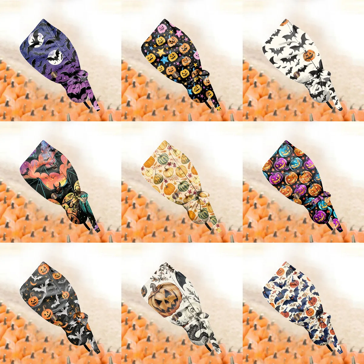 

Nurse Halloween Surgical Cap Doctor Hat Baotou Caps Sweat-absorbent Towel Buckle Printing Pure Cotton Fashion Hats For Women Men