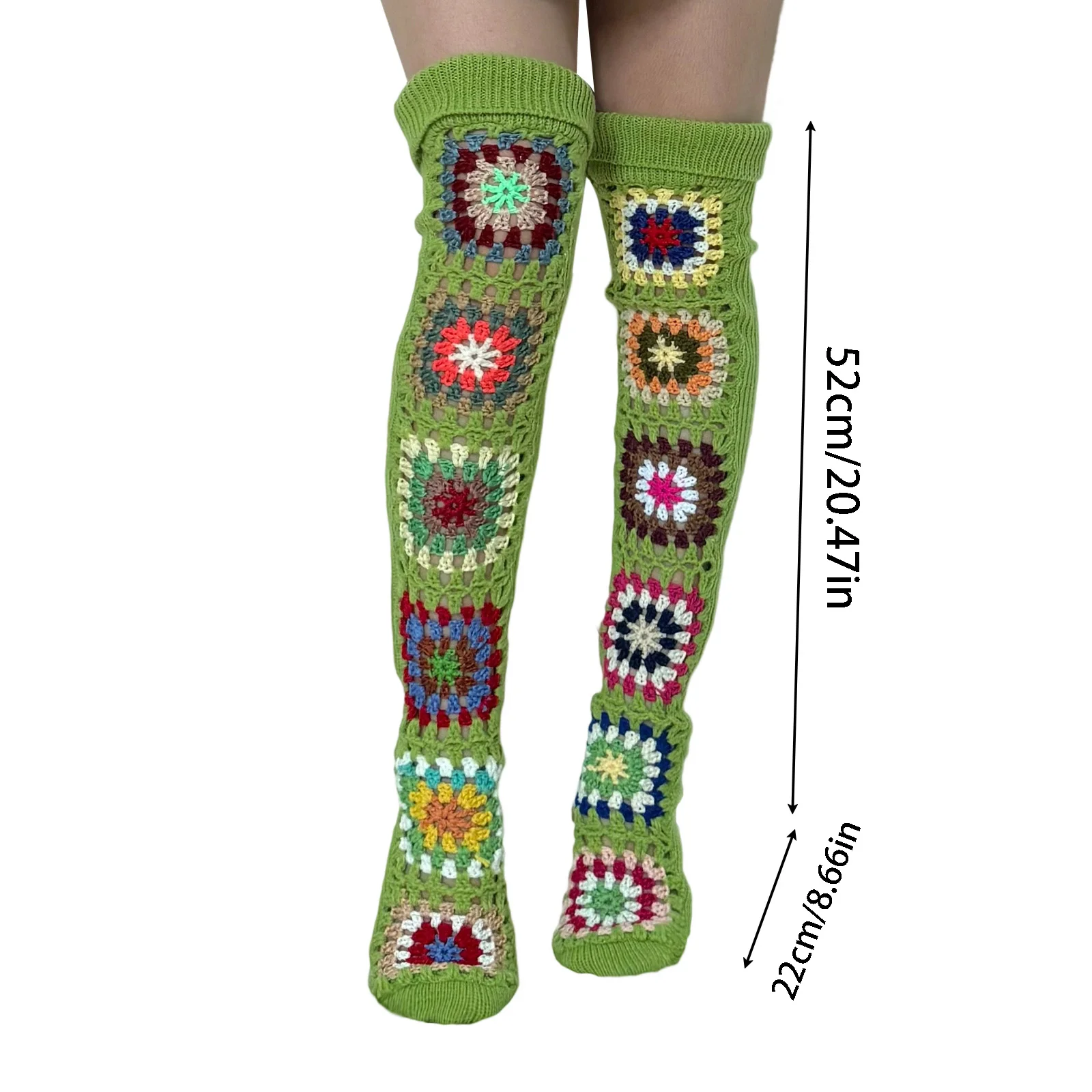 أزياء خمر الكروشيه الفخذ العليا جوارب للنساء نمط هندسي الجوارب الكلمة الدافئة للداخل