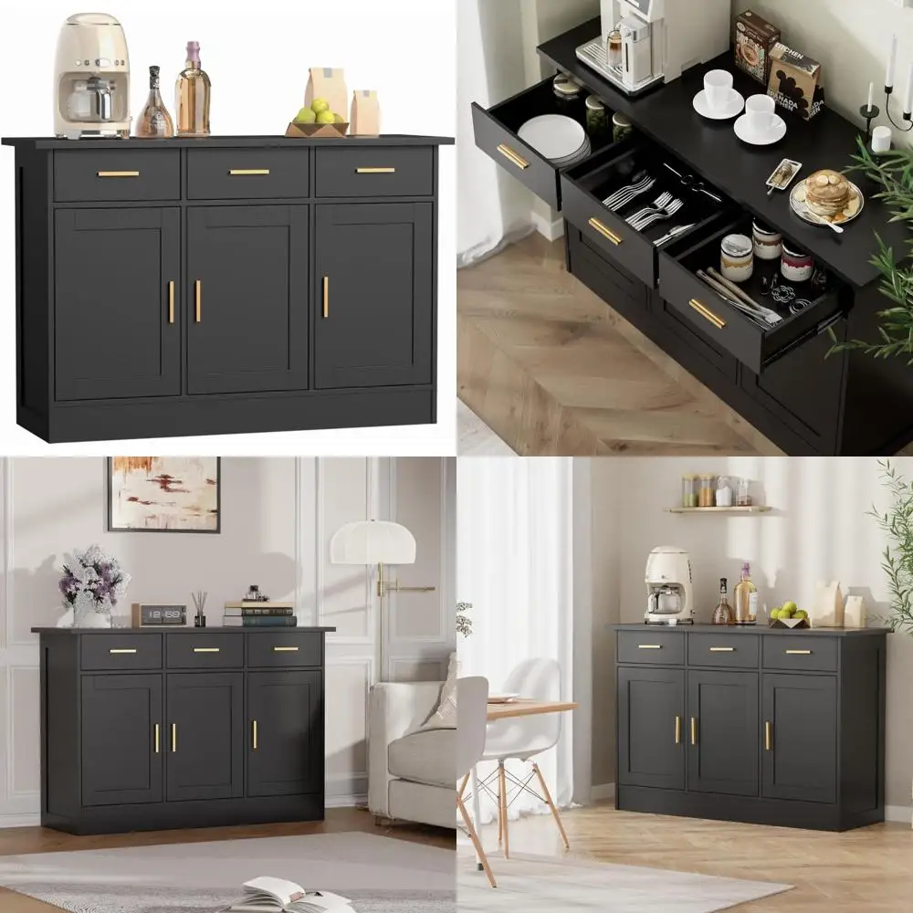 Kitchen Storage Buffet Cabinet - Wooden Console Table with Sideboards, Coffee Bar, Accent Cabinets for Living Room