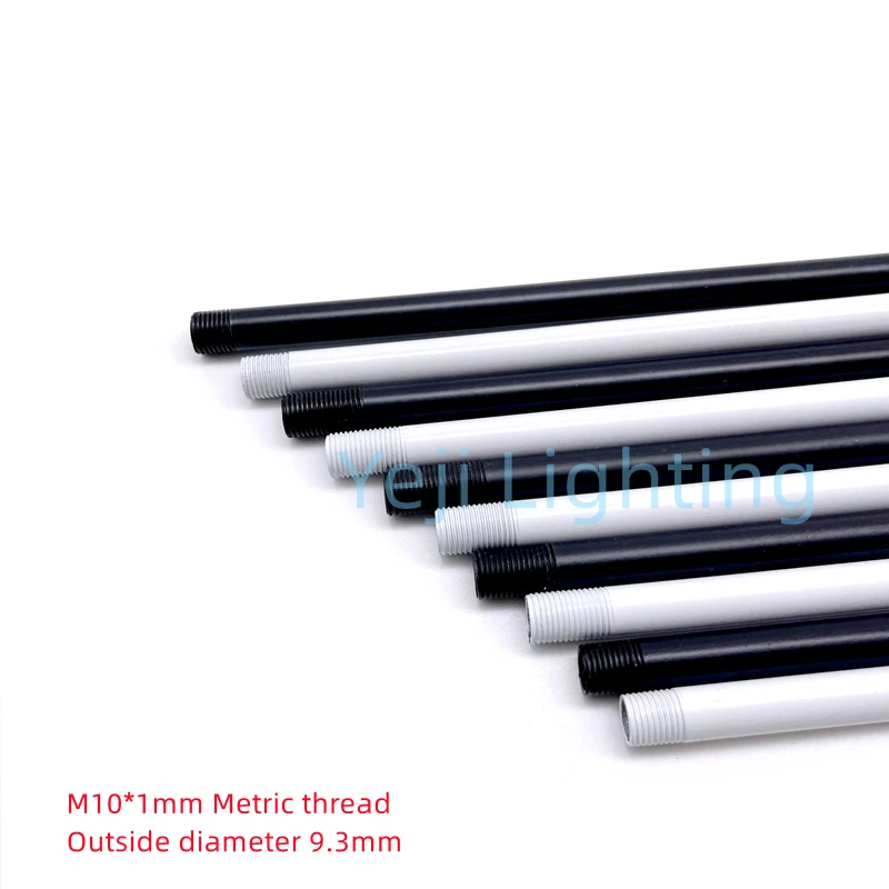 Black white M10 Straight Iron Pipe M10 Metric Teeth Connecting pipe hollow rod M10 lamp tooth tube Crystal Light Chandelier DIY