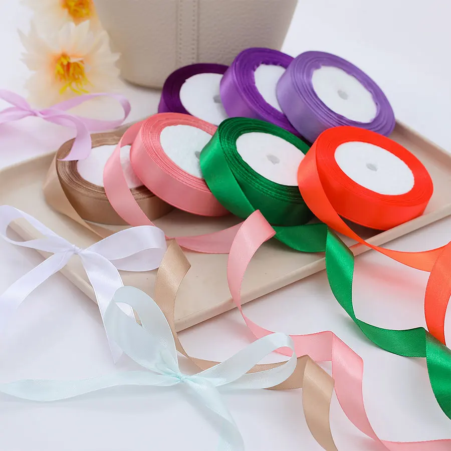 5 Rolls 2cm Satin Ribbon Set for Gift Wrapping, Floral Bouquets, DIY Crafts, Wedding And Party Decorations