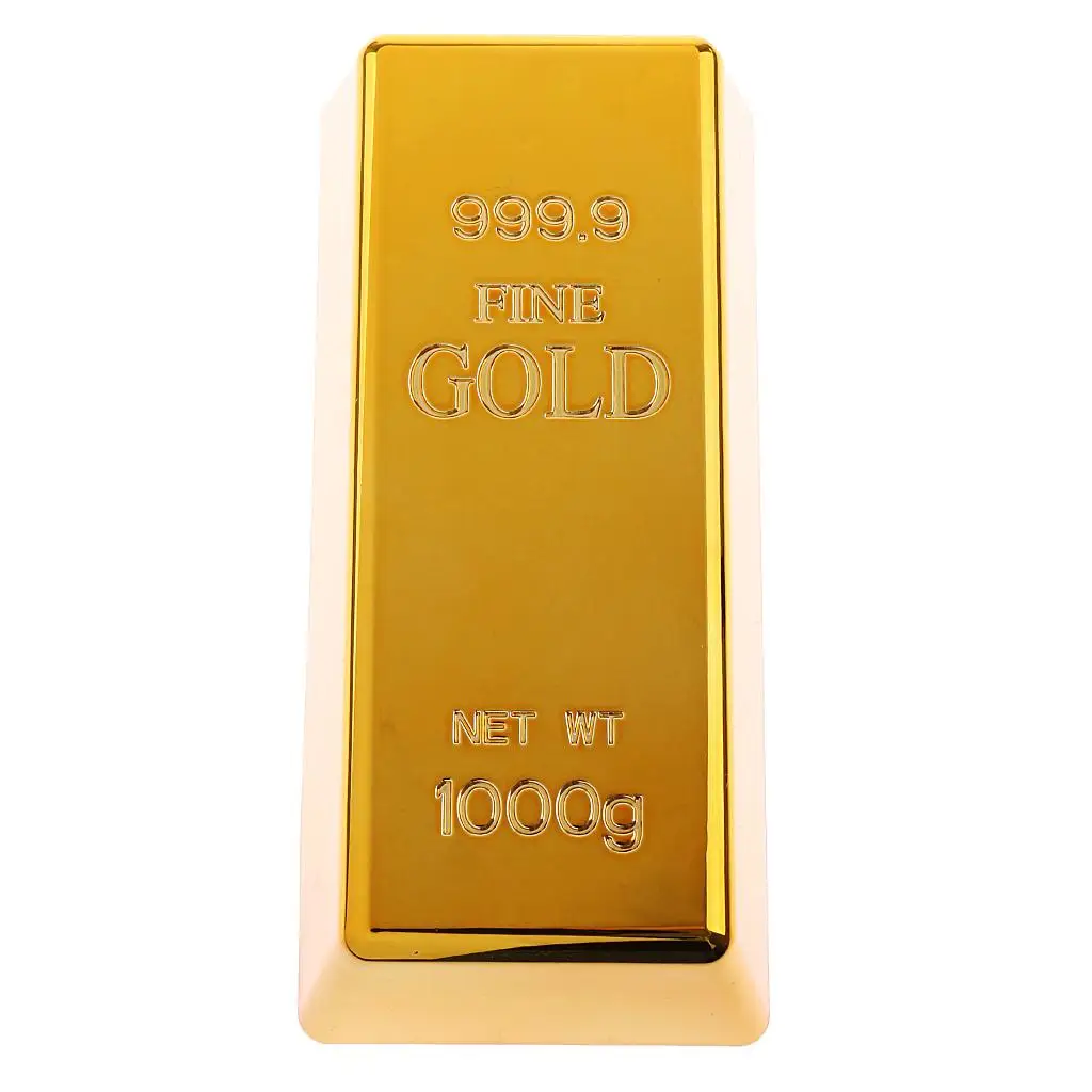 Plastic Gold Bar Bullion Hollow Paperweight Decorative Door Stop Rectangle Prop for Office Desk Display