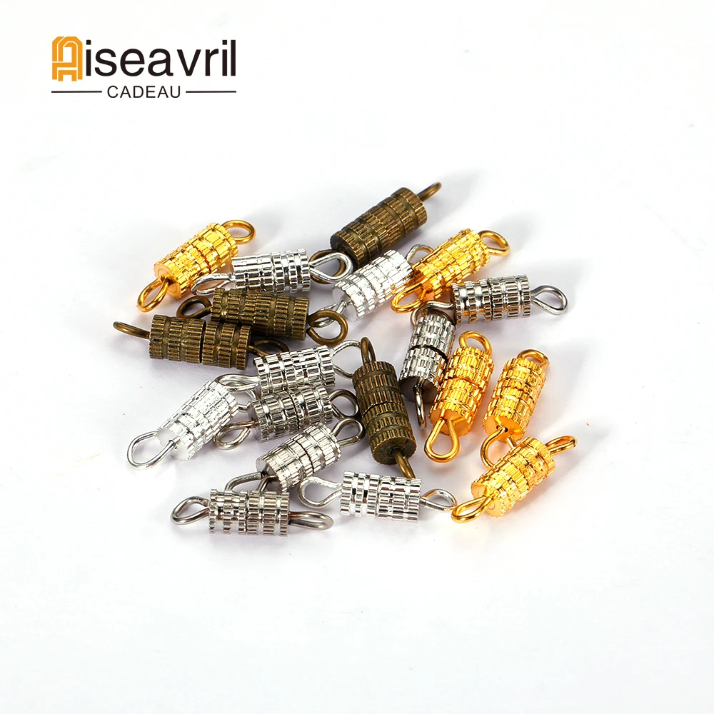 

50pcs 16x4mm Cylinder Fasteners Buckles Closed Beading End Clasp Screw Clasps For DIY Jewelry Making Bracelet Necklace Connector