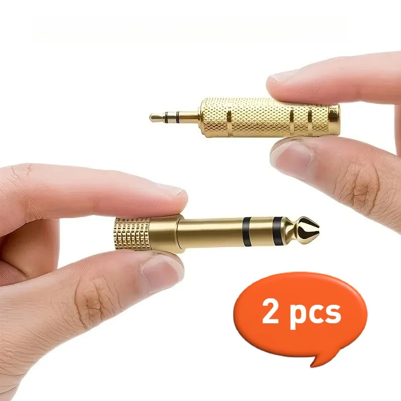 

2-pack 6.5mm~3.5mm and 3.5mm~6.5mm audio adapter set, suitable for 1/4 inch~1/8 inch and 1/8 inch~1/4 inch headphones