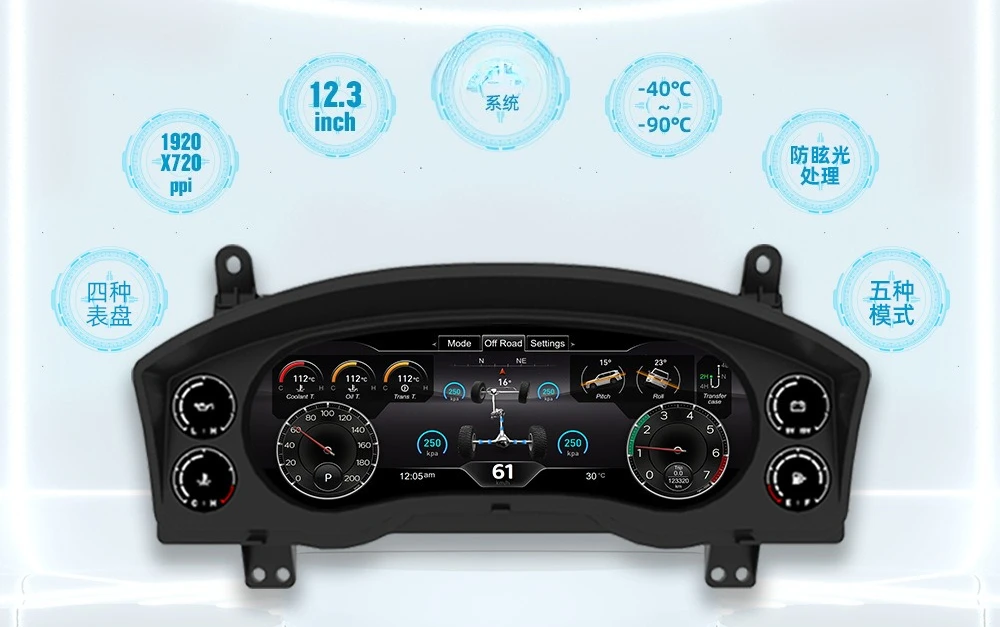 Suitable for Toyota LC200 Kuluze/2008-2020 upgraded full LCD dashboard 12.3 inches