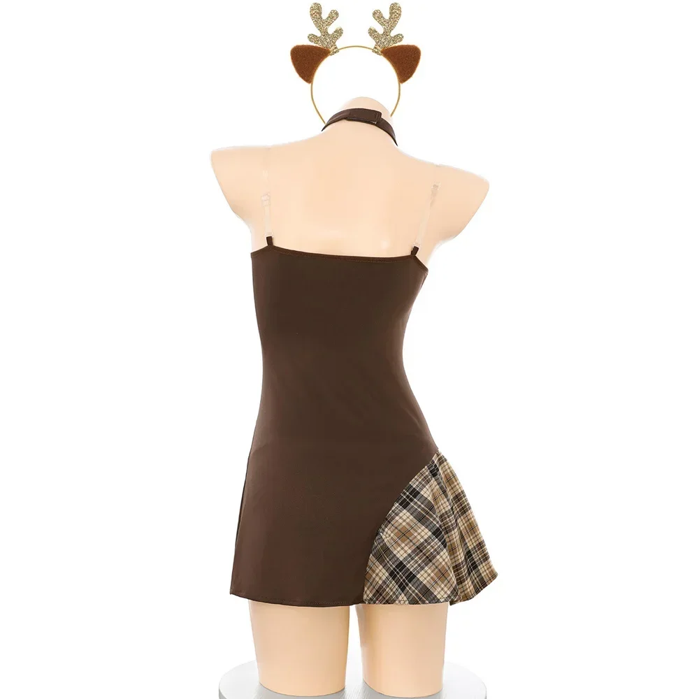 عيد الميلاد الرنة تأثيري حلي أنيمي فتاة عيد الميلاد فستان موحد سانتا كلوز لعب الأدوار وتتسابق لطيف فتاة انظر من خلال فستان النوم #2