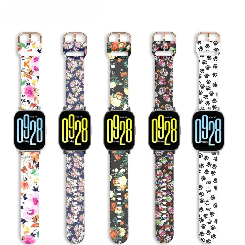 18mm 20MM 22mm band For Redmi Watch 5 lite/ Xiaomi Mi Watch 5 Active Wristband Printed Silicone Bracelet Sport strap Accessories