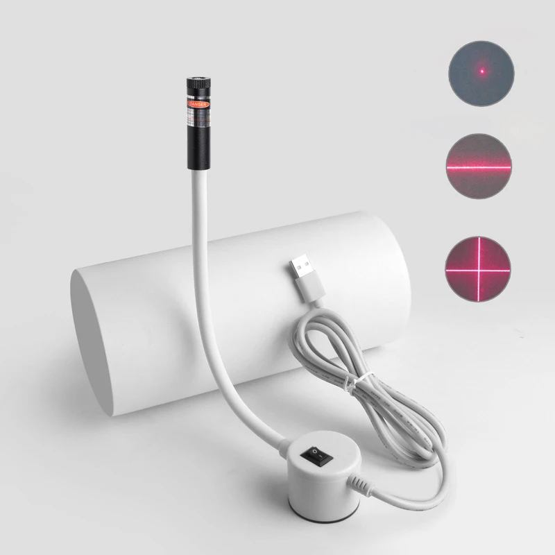 

650nm Red Light 100mW Dot Line Cross Laser Module Long-time Work with USB Switch Magnetic Holder