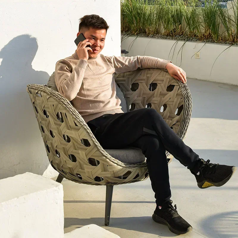 Outdoor-Freizeitsofa Rattan Terrasse Garten Hotel Outdoor Twin Sofa Stuhl Kombination