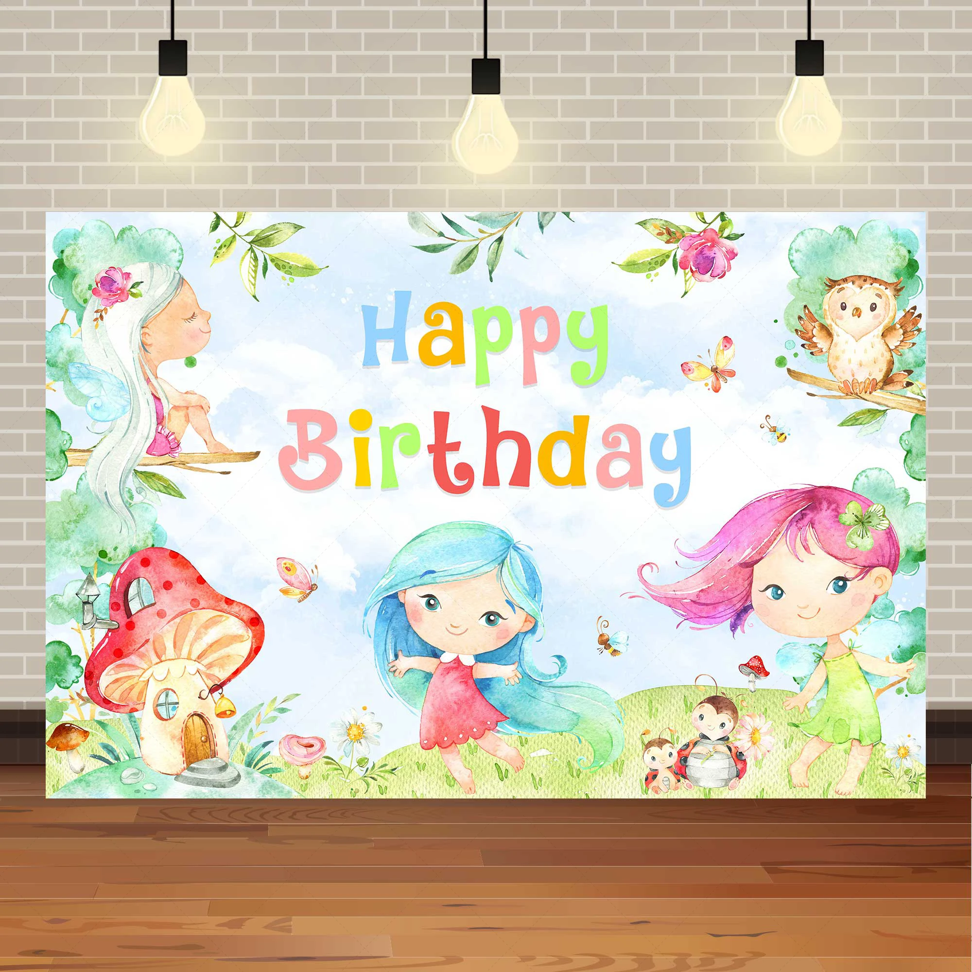 Girl's First Birthday Party Fairy Background Cloth Pink Princess Photography Elf Flower Theme Scene Layout Cloth Custom Props