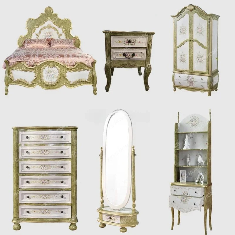 LL painted master bedroom double door wardrobe retro small family B & B hotel simple and modern
