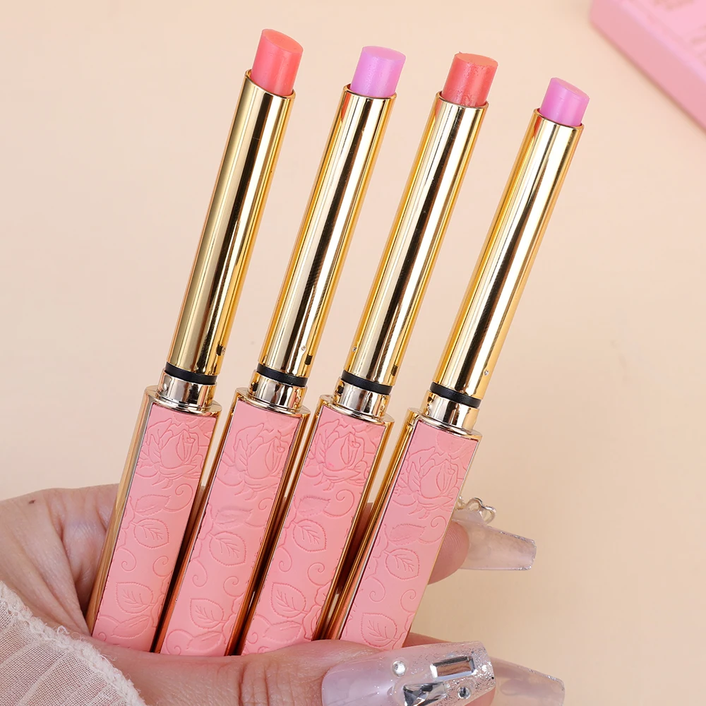 Pintalabios que cambian de Color rosa Nude, bálsamo labial hidratante de larga duración, nutritivo, antisecado, brillo de labios sólido refrescante y no pegajoso