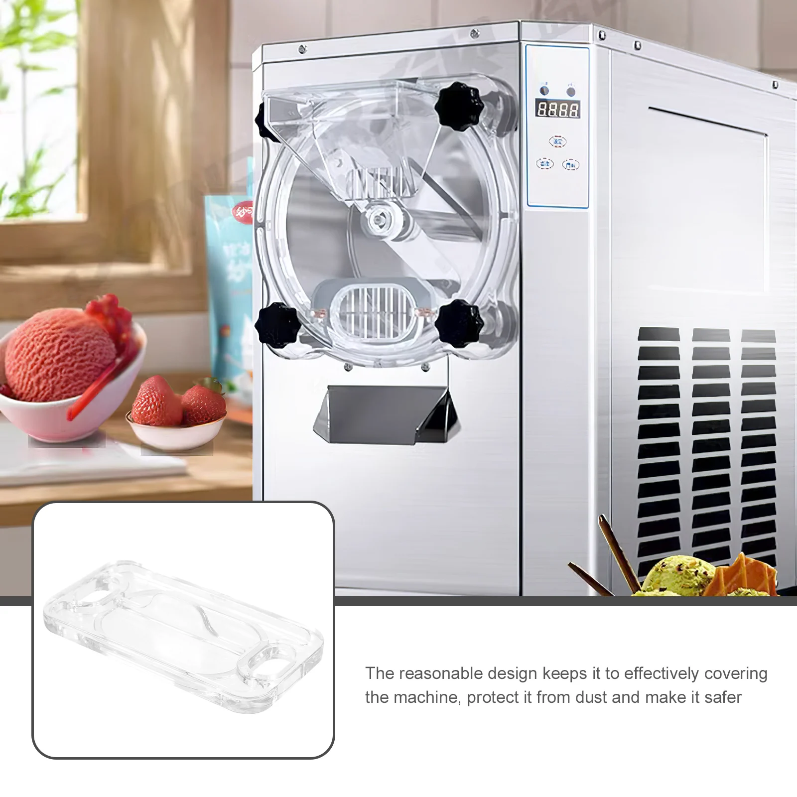 

Ice Cream Machine Accessories Lightweight Plastic Protective Panel Reusable Baffle for Maker Dustproof Safety Cover