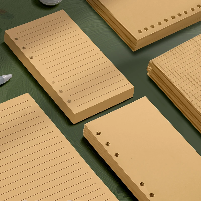 60 Sheets Thick Kraft Paper Refill Pages 6 Holes Loose Leaf Insert Paper for A5 A6 B5 Notebook Replacement Inner Paper