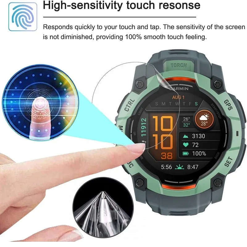 10PCS TPU Hydrogel ป้องกันหน้าจอสําหรับ Garmin Instinct 3 50 มม.Instinc E 40 มม.45 มม.นาฬิกาสมาร์ท HD CLEAR Soft ป้องกันฟิล์ม