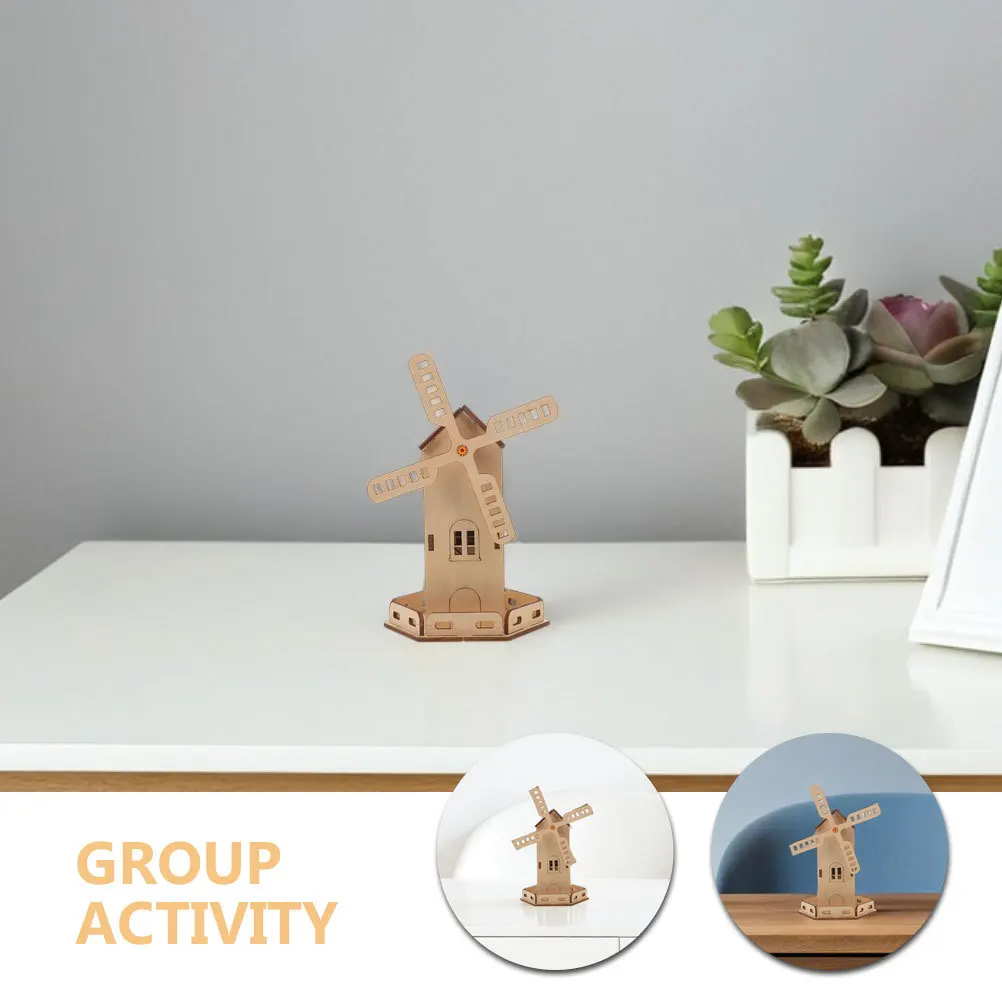 3개 세트 태양광 발전 풍차 STEM 과학 공예 키트 DIY 목조 주택 건설 교육용 과학 실험 프로젝트