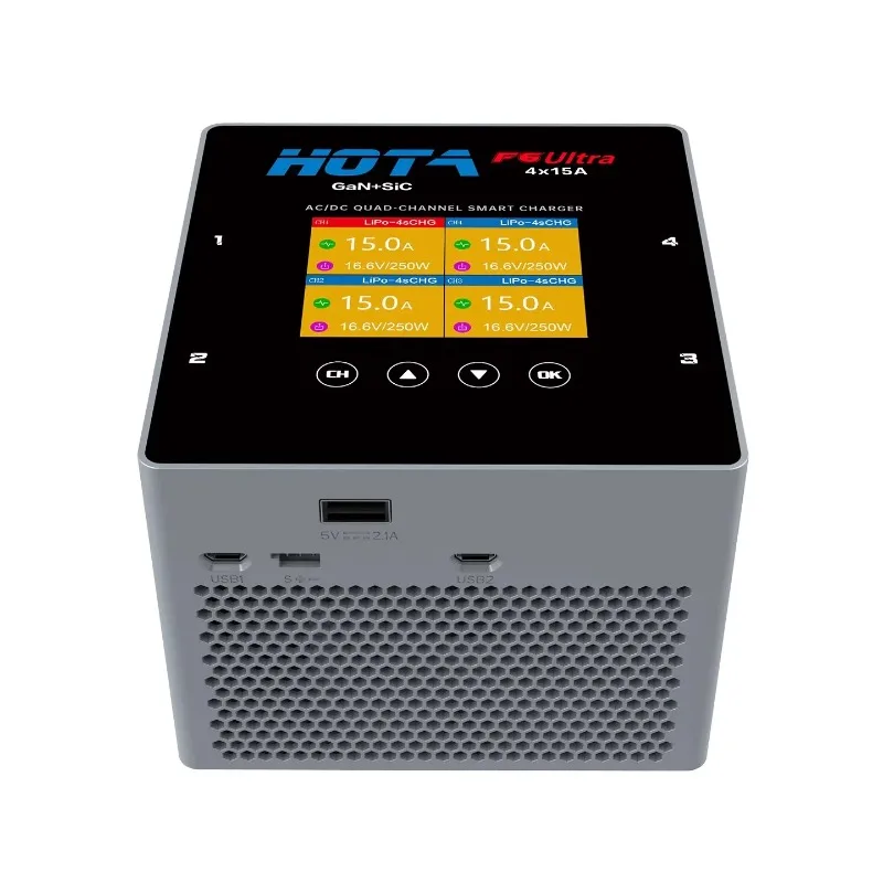 HOTA F6 Ultra 4-Channel Smart Charger 1000W Built-in Power Supply for 1-6S LiPo LiHV Li-ion Laptop FPV Drone Battery