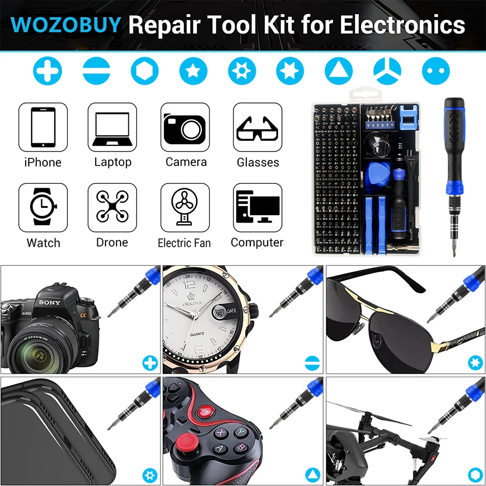 115/122/160 In 1 Precision Screwdriver Sets, Computer Repair Kit with Mini Wrench and Screw Remover,For Tablets,Watches,Iphones