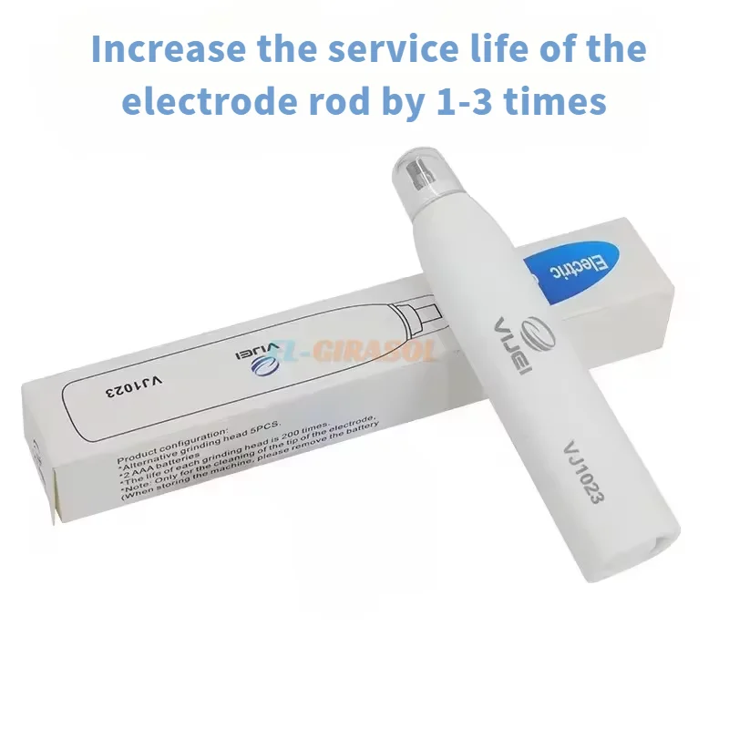 Pluma de limpieza de electrodos empalmador de fusión de fibra óptica con limpiador de cabezal de molienda de 6 uds eléctrico FTTH