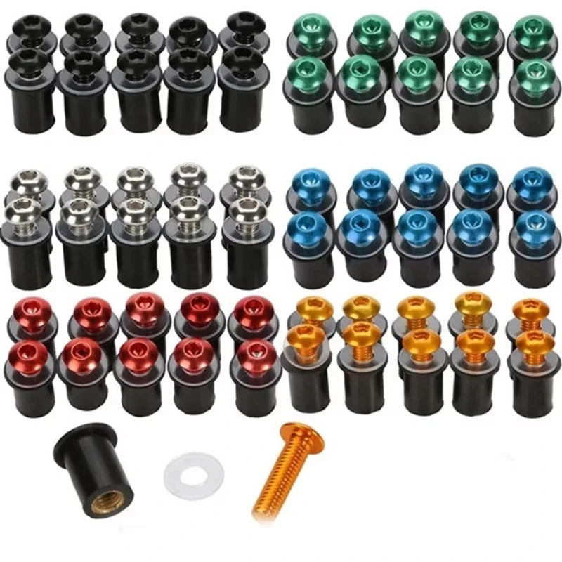 0xxd 10pcs มอเตอร์ไซค์ M5x16mm windscreen สลักเกลียวน็อตน็อต Universal กระจกหน้ารถอลูมิเนียมชุดอุปกรณ์เสริมมอเตอร์ไซค์