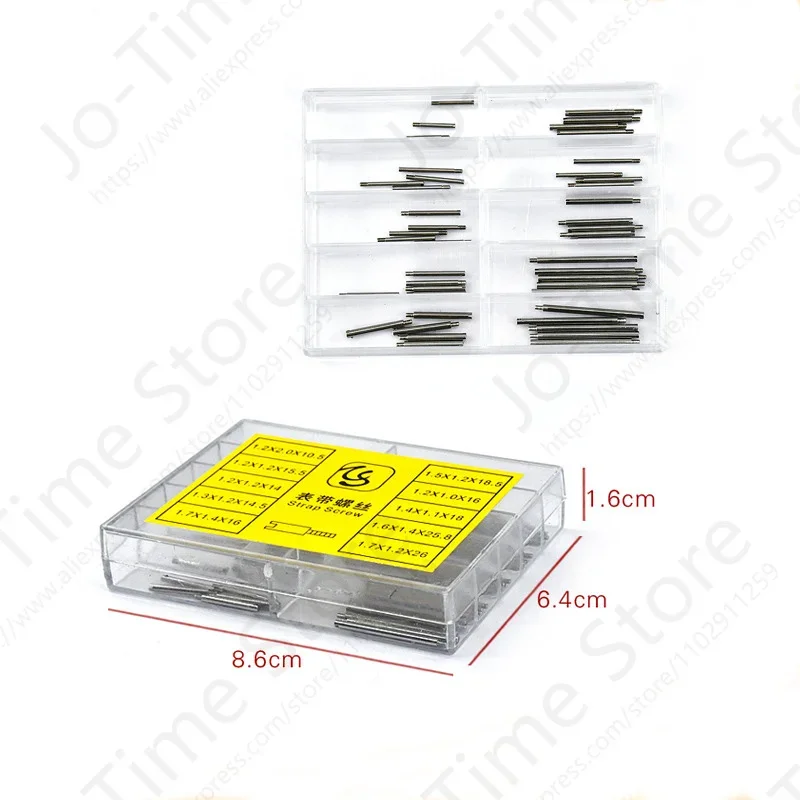Watch Repair Tools - 10 Model Watch Strap Screws All Steel Thread Screw Rod for Watch Chain Box