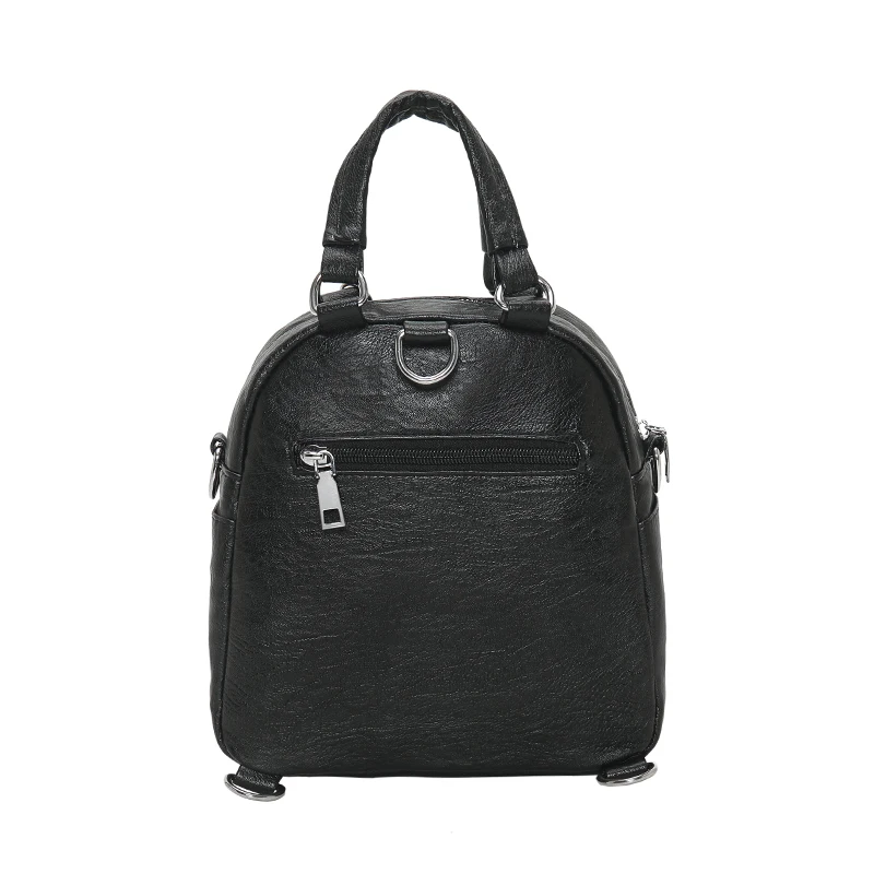 Zaino Casual retrò in pelle PU per donna borse in tinta unita tasche Multiple zaino da donna di grande capacità