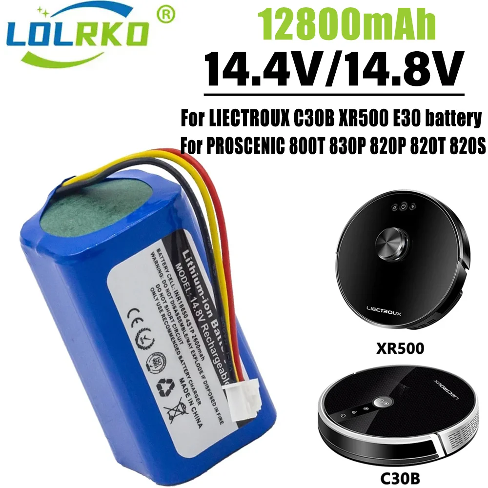 (For C30B) High Capacity Original Battery for LIECTROUX C30B Robot Vacuum Cleaner, 12800mAh, Lithium Cell, 1pc/pack