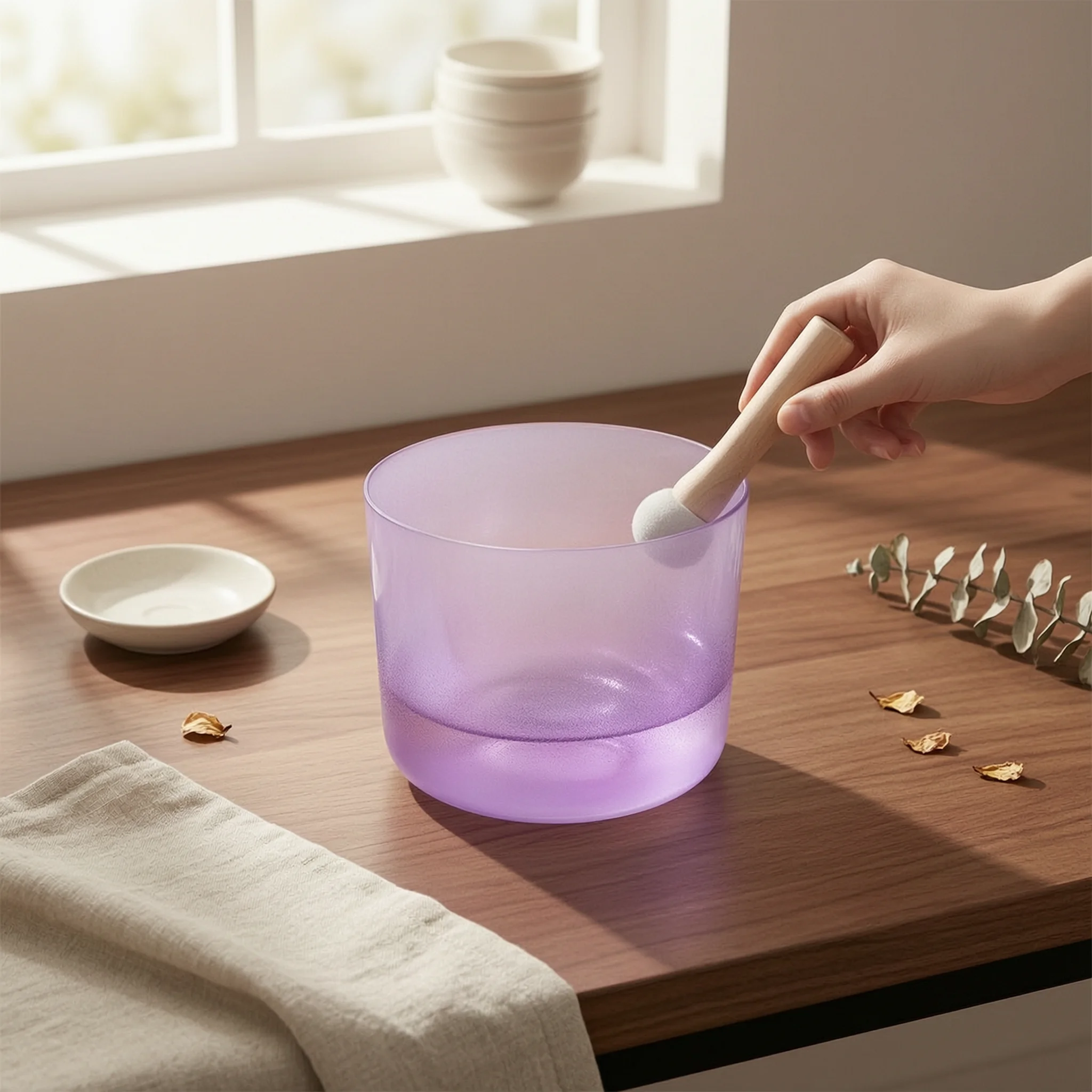 Crystal Singing Bowl Iridescent Sound Healing Bowl Instrument Resonant High Quality for Practitioners, Meditation