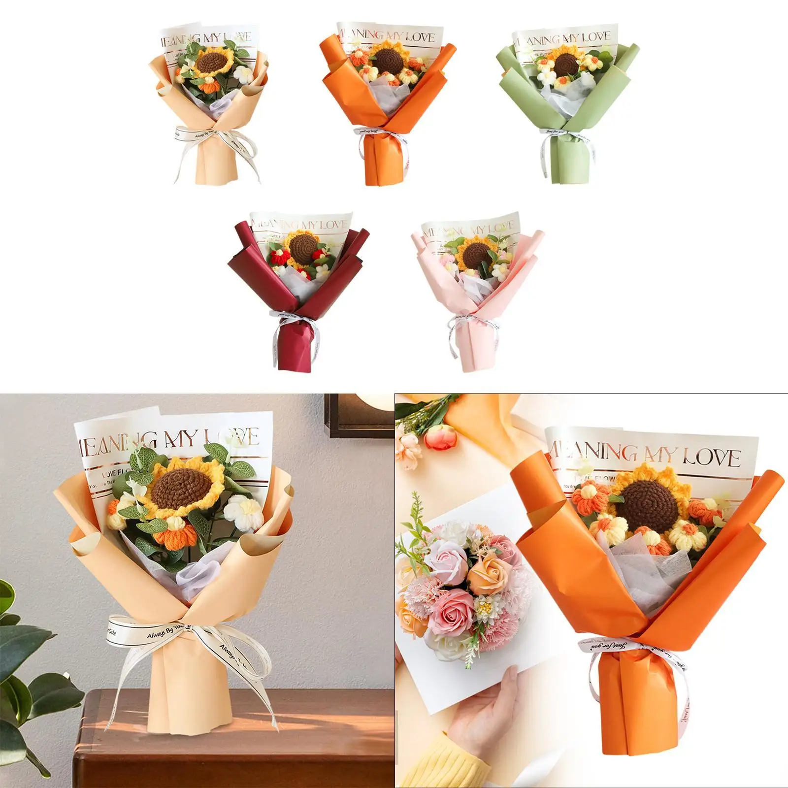 Buket Bunga Rajutan Bunga Matahari Selesai Dekorasi Rumah Kantor Bunga Rajut untuk