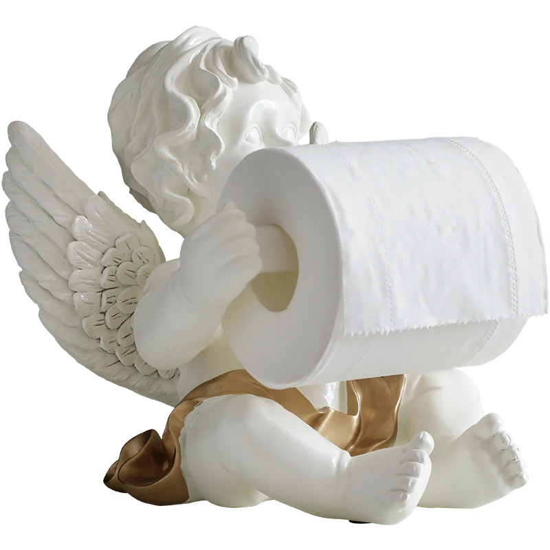 European Angel Desktop Roll Stand Creative Home Office Coffee Table Chart Drum Tissue Holder Toilet Paper a Toilet Paper Holder