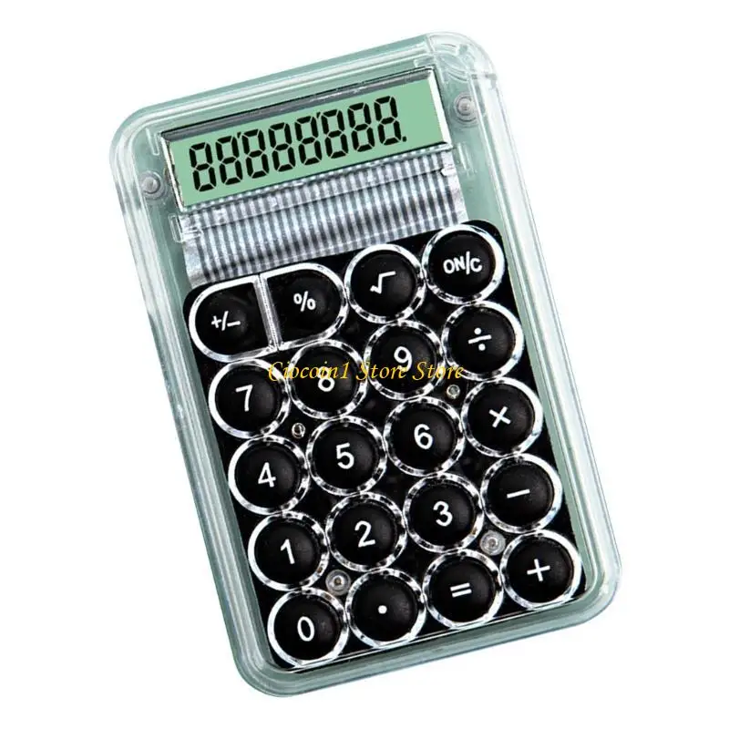 A3PC Pocket Mechanical Calculator 8 Digit Calculator Clear Candy Color Calculator with Big Buttons