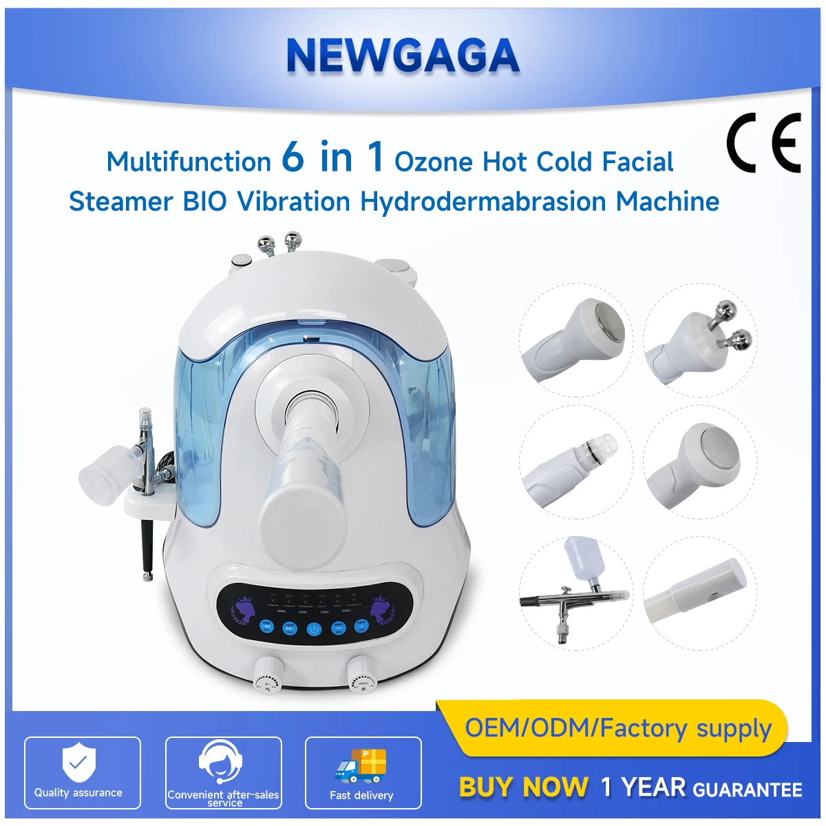 New 6 In 1 Ultrasound Oxygen Bubble Facial Machine Skin Care Whitening CO2 Oxygen Hot Cold Skin Rejuvenation Moisturizing Device