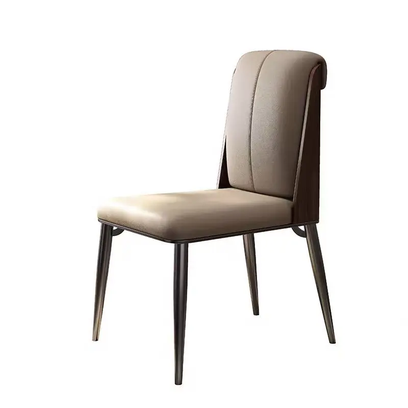 

Скандинавский светлый роскошный обеденный стул из цельного дерева для маленькой квартиры, дома, дизайнерская современная простая кожаная обивка